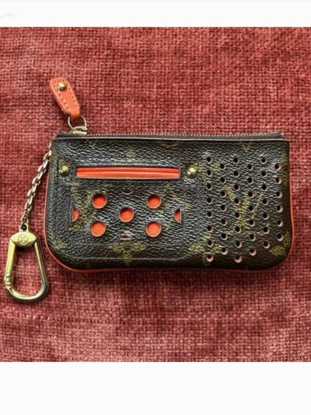LOUIS VUITTON Monogram Perforated Pochette Cles Coin Purse 👛